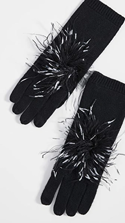 Eugenia Kim Slone Cashmere & Feather Gloves In Black