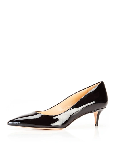 Marion Parke Must Have Leather Kitten-heel Pumps In Black Patent Leather