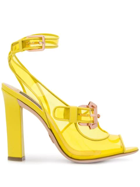 Paula Cademartori Buckle Detail Heeled Sandals In Yellow | ModeSens