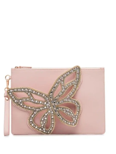 Sophia Webster Flossy Butterfly Clutch Bag In Sunkissed Pink