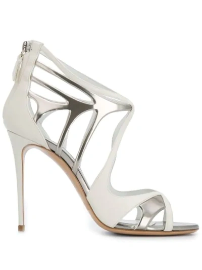 Casadei Metallic Stiletto Sandals In White
