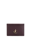 Jimmy Choo Umika Bordeaux Calf Leather Card Holder In Red