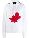 Dsquared2 Canadian Leaf Print Hoodie In White