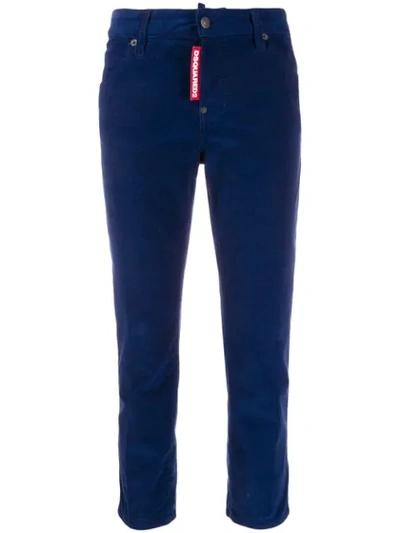 Dsquared2 Cropped Corduroy Trousers In Blue