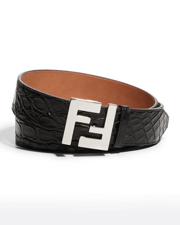 Fendi Men's Reversible Leather/ff Canvas Belt In Tobacco/mr | ModeSens
