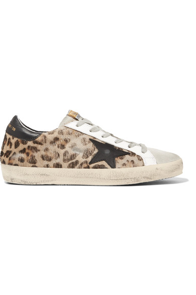 Golden Goose Super Star Distressed Leather-paneled Calf Hair Sneakers ...