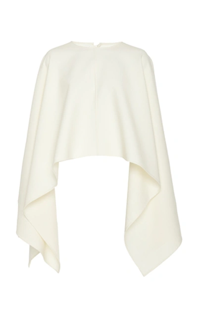 Oscar De La Renta Wool-blend Crepe Blouse In White