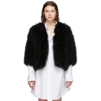 Yves Salomon Feather Collarless Jacket - Black