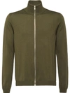 Prada Fine Knit Cardigan In F0393 Olive Green