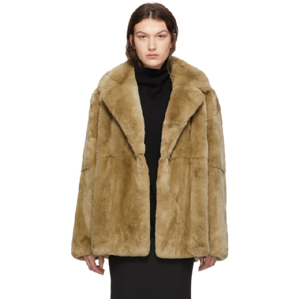 Yves Salomon Tan Rex Rabbit Fur Jacket | ModeSens
