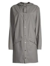 Rains Long Hooded Raincoat In Charcoal