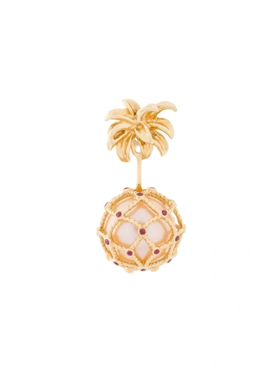Yvonne Léon 18k Yellow Gold Hanging Pineapple Pearl Earring In Metallic