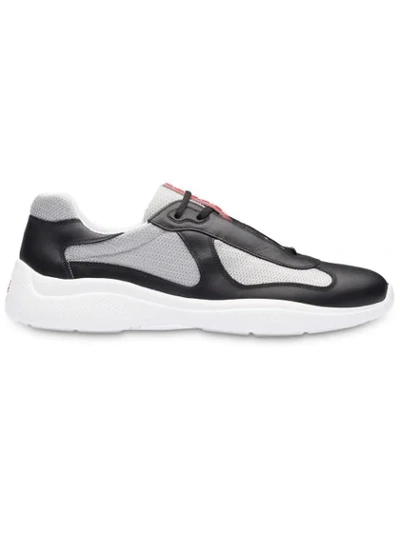 Prada Leather And Technical Fabric Sneakers In Black