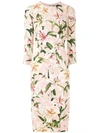 Dolce & Gabbana Cady Lily-print Midi Dress In Pink Lily