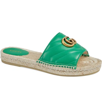 Gucci Pilar Espadrille Slide Sandal In Shamrock