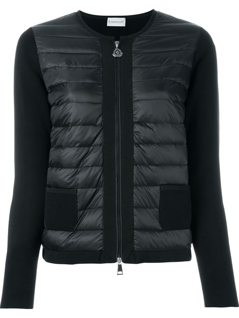 Moncler Puffer Knit Combo Cardigan In Black | ModeSens