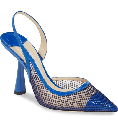 Jimmy Choo Fetto Mesh Pointy Toe Pump In Electric Blue