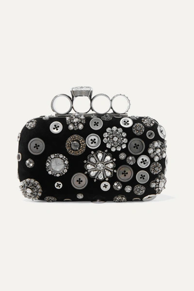 Alexander Mcqueen Allover Button-embellished Clutch Bag In Black