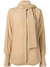 Victoria Beckham Silk Georgette Tie-neck Blouse In Neutrals