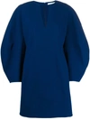Givenchy Lantern-sleeve Deep-v Dress In Blue