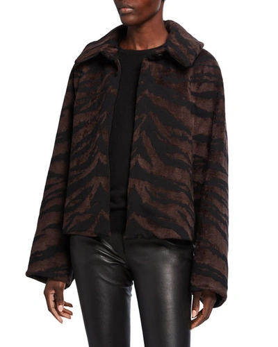 Alaïa Tiger Velvet Short Jacket In Black/brown
