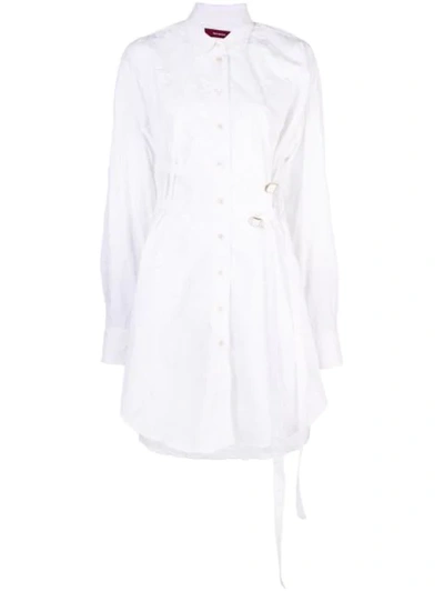 Sies Marjan Long Sleeve Crinkled Poplin Shirtdress In White