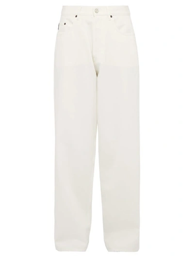 Balenciaga Frayed Hem Jeans In White