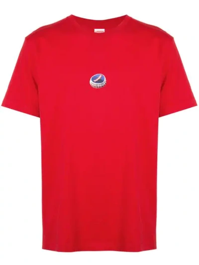 Supreme Bottle Cap Print T-shirt In Red