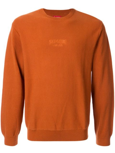 Supreme Pique Crew Neck Jumper In Brown