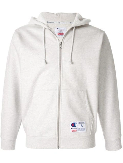 【Supreme x Champion】 Zip Up Hooded Sweatshirt Ash Grey Supreme Champion Arc Logo Zip Up Sweat - Ash Grey — Kick Game