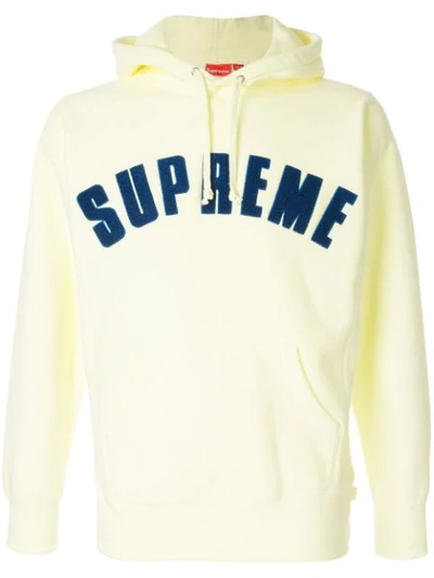 Supreme Chenille Arc Logo Hoodie In Yellow