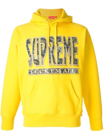Supreme Paisley F*ck Em All Hooded Sweater In Yellow