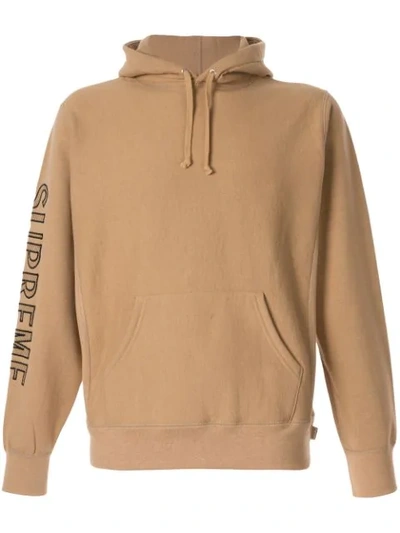 Supreme Embroidered Logo Hoodie In Brown