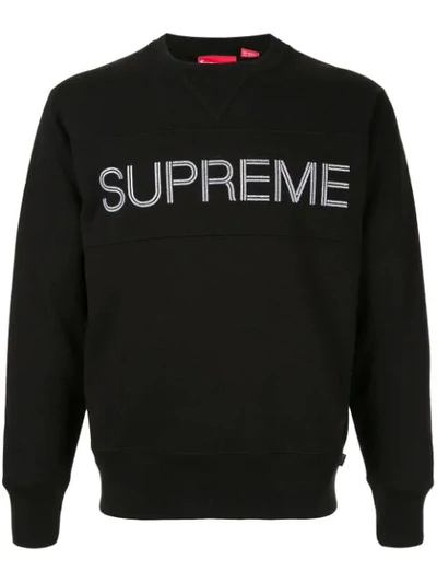 Supreme Logo Zig-zag Stitch Sweatshirt In Black