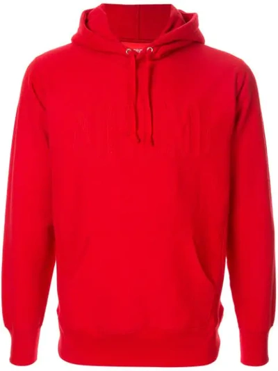 Supreme Embroidered Logo Hoodie In Red