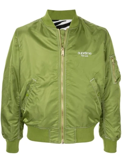 Supreme Contrast Stitch Reversible Ma-1 Jacket In Green