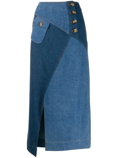 Rejina Pyo Astrid Patchwork Denim Skirt In Blue