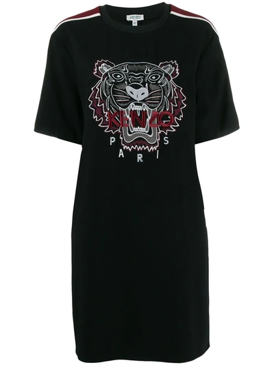 Kenzo Black Tiger-embroidered T-shirt Dress