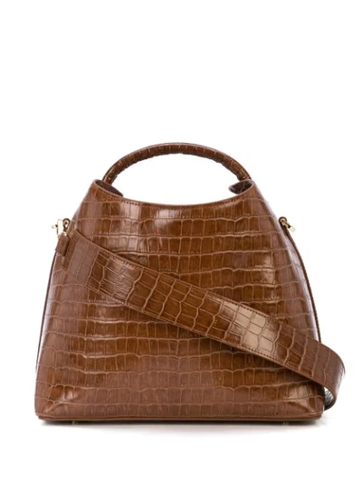 Elleme Raisin Crocodile-effect Leather Shoulder Bag In Brown