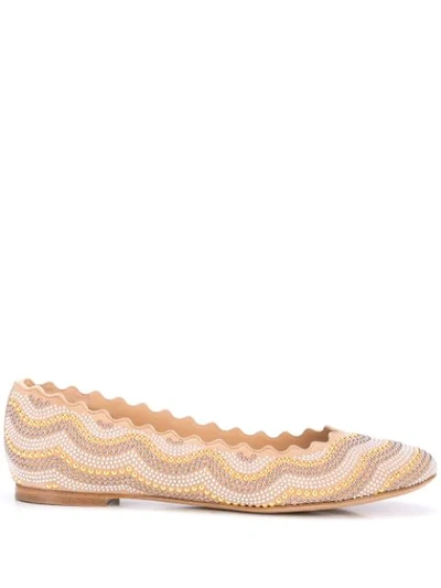 Chloé Women's Lauren Stars Studded Ballerina Flats In Reef Shell