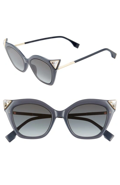 Fendi Women's Embellished Logo Cat Eye Sunglasses, 52mm In Black