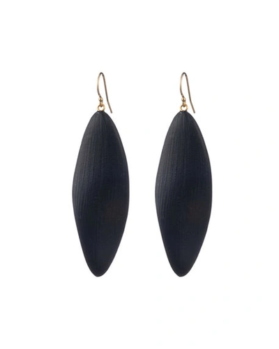 Alexis Bittar Long Leaf-inspired Lucite Drop Earrings In Black