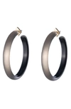 Alexis Bittar Large Lucite Detail Hoop Earrings In Warm Grey