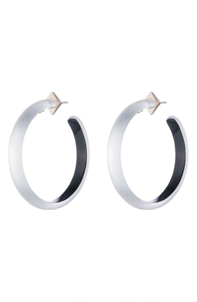 Alexis Bittar Large Lucite Detail Hoop Earrings In Silver