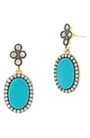 Freida Rothman Color Theory Oval Drop Earrings In 14k Gold-plated Sterling Silver Or Rhodium-plated Sterling Silver In Gold/turquoise