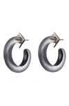 Alexis Bittar Small Thin Lucite Hoop Earrings In Black