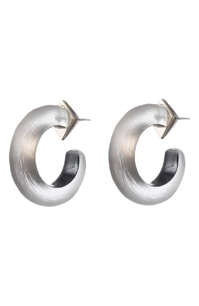 Alexis Bittar Small Thin Lucite Hoop Earrings In Warm Grey