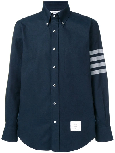 Thom Browne Straight Fit 4-bar Solid Stripe Shirt Navy In Blue