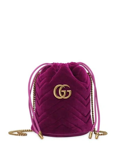 Gucci Mini Quilted Velvet Bucket Bag In Fuchsia Velvet