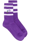 Gucci Embroidered Terry Cloth Socks In Purple